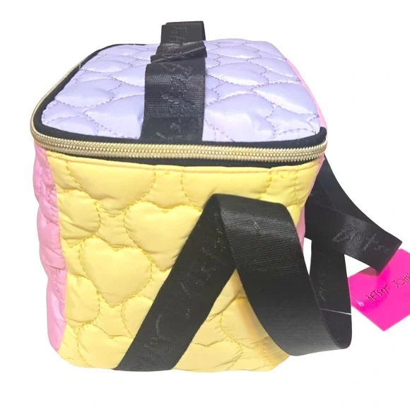 Betsey Johnson NWT Pink Lavender Yellow Quilted Insulated Crossbody Bag (P169) - Picture 3 of 9